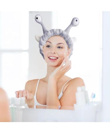 Makeup Headband - Adjustable Makeup Headband Elastic Plush Snail Eyes Headbands For Women | Cartoon Flufy Face Washing Head Hoop Cute Hair Accessories For Spa Exercise Fix Hair/5.9 * 3.93in Gray - Buy Online on GoSupps.com