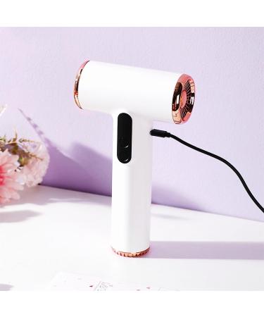 Cordless Ionic Hair Dryer with Hot and Cold Air USB Type-C Charging Blow Dryer w/Digital Screen Protable Travel Hair Dryer for Women Kids Outdoor Camping Beaches White