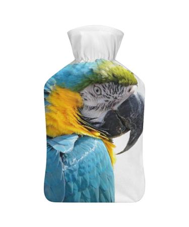 Blue Parrot Hot Water Bottle With Cover Plush Bed Bottle Hand Warmer For Adults And Children 26.5X15.3cm