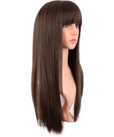 MapofBeauty 22 Inch Long Straight Synthetic Hair Heat Resistant Wig - Brown - Ideal for Parties and Cosplay - Buy Online on GoSupps.com