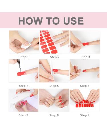 Semi Cured Gel Nails Strips 20 Stickers Nail Wraps Soft Long Lasting Self-Adhesive Gel Nail Stickers Waterproof Salon-Quality Gel Nail Strips for Nails French Tip Manicure UV/LED Lamp Required - Buy Online on GoSupps.com