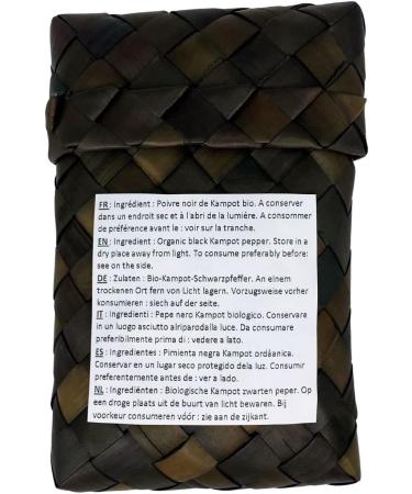 Khla - Organic Kampot Black Pepper - Peppercorns 100g - Traditional Palm Leaf Gift Box - Grand Cru Rare - Ingr - Buy Online on GoSupps.com