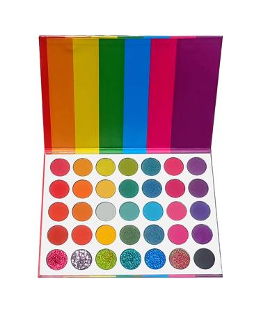 Jinmen Jinmen 35 Colors Eyeshadow Palette 35 Colors Rainbow Color Pressed Glitter Colorful Shimmer Pigment Eyeshadow Palette Shimmer Eyeshadow Palette Shimmer Bright Makeup Palette