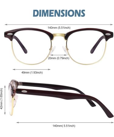 CGID 50s Retro Nerd Glasses - Half Frame Horn Style Rockabilly Geek Glasses in Brown | Shop Internationally - Buy Online on GoSupps.com