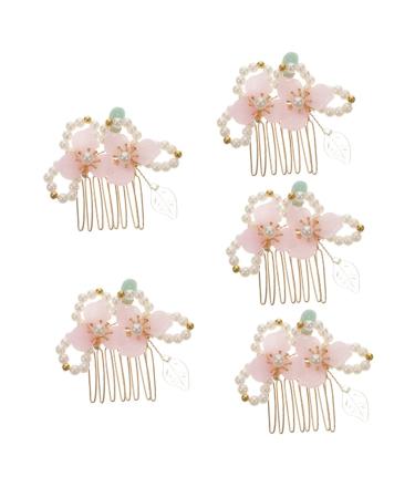 Beaupretty the comb flower pearl hairpins wedding headwear chinese hairpin kimono hair barrettes flower tassel clip cheongsam hair accessories hanfu hair clip the flowers set Accessories
