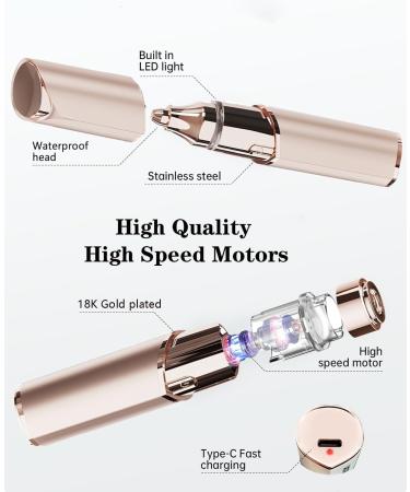 Timpou Facial Hair Remover for Women 2 in 1 Painless Facial Hair Removal Eyebrow Trimmer Rechargeable Electric Portable Face Shaver Eyebrow Lips Body for Women (Rose Gold) - Buy Online on GoSupps.com