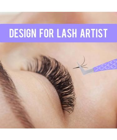 Fiber Tip Lash Tweezers - Professional Eyelash Extension Tool for Precision Work | Purple 90 Degree Volume Tweezers - Buy Online on GoSupps.com