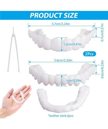 Brigt Cattle False Teeth Veneers - 2 Pair Provisional Dentures for a Perfect Smile | Temporary Cosmetic Prostheses for Men & Women with Mini Tweezers - Buy Internationally - Buy Online on GoSupps.com