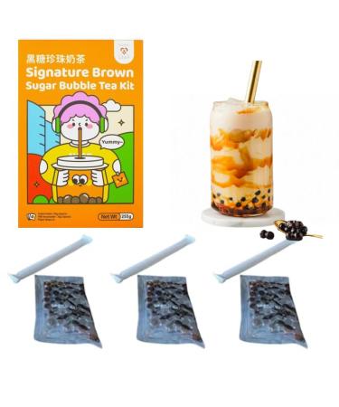 Tokimeki Bubble Tea Kit 255g - Make Perfect Hot or Cold Bubble Tea at Home | Heartforcards Shipping Protection | Brown Sugar Flavor - Buy Online on GoSupps.com
