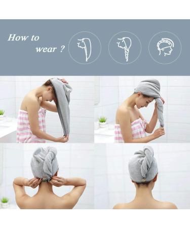 Buy Iyou Twist Hair Dry Towels - Gray Microfiber Fast-Dry Hair Turban Wrap (Pack of 2) for Women & Girls | Absorbent Bathroom & Salon Hair Towel - Buy Online on GoSupps.com
