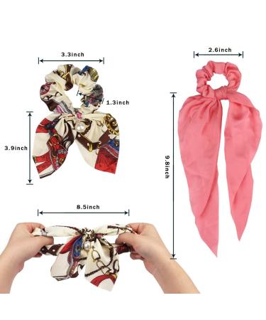 ANBALA Satin Ribbon Hair Scrunchies Set A - 10Pcs Thin Cold Scrunchies for Girls Women - Floral & Solid Color Hair Ties Accessories - Buy Online on GoSupps.com