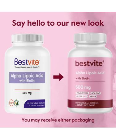 Buy BESTVITE Alpha Lipoic Acid 600mg with Biotin - 120 Vegetarian Capsules No Fillers Enhance Absorption - International Shipping Available - Buy Online on GoSupps.com