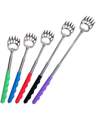 Telescopic Back Scratcher by Divine Light, Bear Claw Telescoping Scalp Massager Tool with Soft Rubber Handles, for Both Human and Pets (5 Pack)