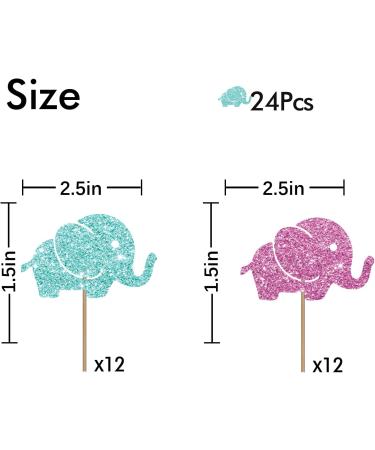 Elephant Gender Reveal Cupcake Toppers Elephant Baby Shower Cupcake Toppers Small Elephant Themed Dessert Picks Baby Girl Birthday Party Decoration - Pink & Blue Glitter - Buy Online on GoSupps.com