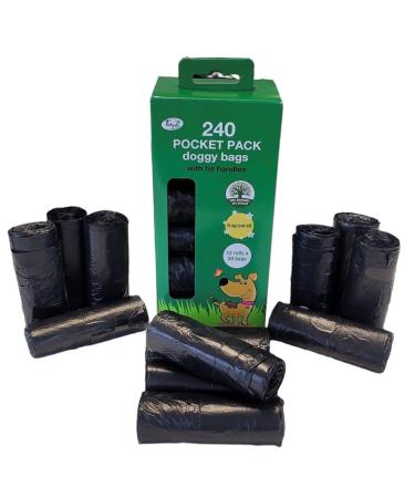 TidyZ 240 DOGGY BAGS WITH TIE HANDLES POCKET PACK FRAGRANCED BLACK (12 rolls of 20 Bags) - Buy Online on GoSupps.com