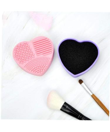 Heart Shape Color Removal Sponge & Makeup Brush Cleaning Box Pink Scrubber Mat for Eye Shadow & Makeup Brushes - Buy Online on GoSupps.com