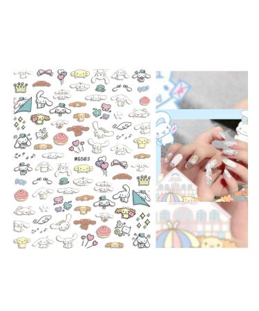 Cute Cinnamoroll Nail Stickers  Cartoon 3D Self-Adhesive Kawaii Anime Nail Sticker for Women Girls Kids Nail Gifts