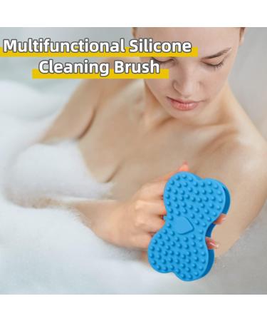 Silicone Exfoliating Body Scrubber with Storage Hooks - Blue | Easy to Clean, Reusable, Deep Cleansing and Skin Revitalizing - Buy Online on GoSupps.com