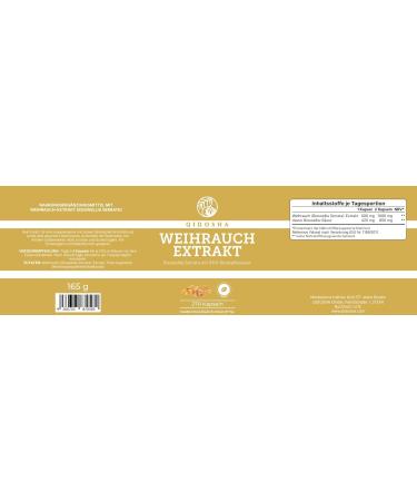 Qidosha Boswellia Serrata Frankincense Capsules - High Dose Test Winner 08/23 270 pcs 85% Boswellia Acid 500mg Extract per Capsule - Premium Quality Frankincense Supplements - Buy Online on GoSupps.com