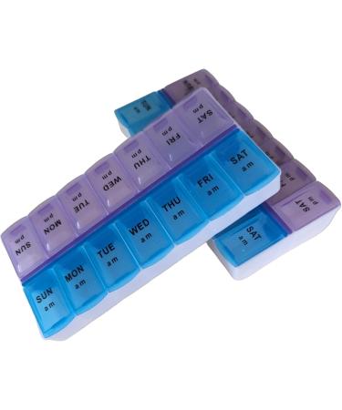 2 Pack Weekly Pill Organizer - Large 7 Morning & Evening Compartments for Medications & Supplements - Easy Access | International Shipping - Buy Online on GoSupps.com