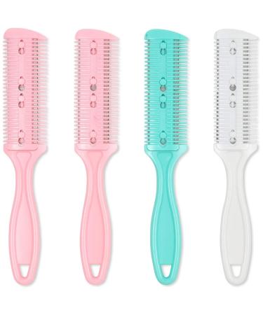 Glamlily 4 Pack Hair Thinning Comb Set Razor Combs for Women (Assorted Colors 7.1x1.2 inches)