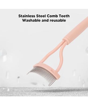 Mascara Comb Arc Shape Stainless Steel Teeth Pink Straight Handle Eyelash Brush Separator For Lady Makeup - Buy Online on GoSupps.com