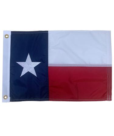 Texas Boat Flag for Outdoor, Embroidered Texas Flags Made in USA Sewn Stripes with 2 Brass Grommets, Texas State Flag for Yacht Motorcycle Nautical Outdoor (12x18 inch)