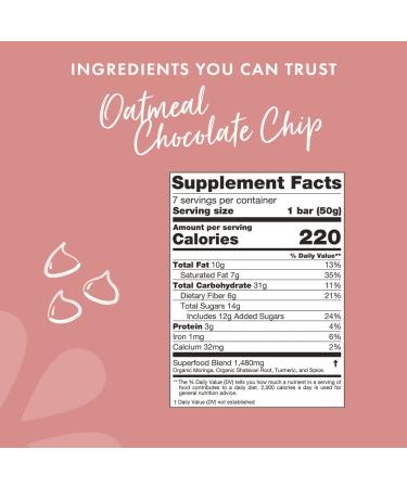 Boobie Bar Superfood Lactation Bars - Fenugreek-Free, Gluten-Free, Dairy-Free, Vegan Snacks for Increased Milk Supply - Oatmeal Chocolate Chip (1.7oz, 6 Count) - Buy Online on GoSupps.com