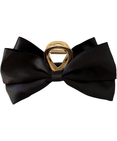 Bow Clips for Women - Satin Hairclips | Nonslip Claw Clip Big Bow Hair Barrette Hair Dress Up Accessories for Birthday Show Black - Buy Online on GoSupps.com