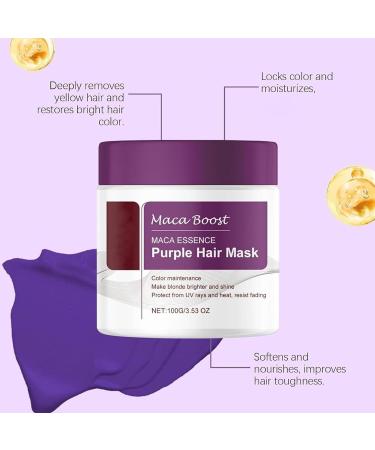 Maca Essence Purple Hair Mask Purple Conditioner for Moisturizing and Repairing Hair Purple Hydrating Conditioner Neutralizes Brass and Yellow Tones for Hydration (3pcs) - Buy Online on GoSupps.com