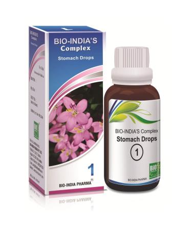 Bio India Stomach Drops (30ml) for Stomach Pain Feeling of Fullness Indigestion Gastritis/Free Ujala Eye Drops