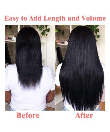 18 Brazilian Remy Clip in Hair Extensions for Black Women - 120g, 8Pcs Double Lace Weft - Natural Black (18 inch) - Buy Online on GoSupps.com