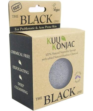 Konjac Bamboo Charcoal Exfoliating Sponge (oily/problem skin) - Buy Online on GoSupps.com