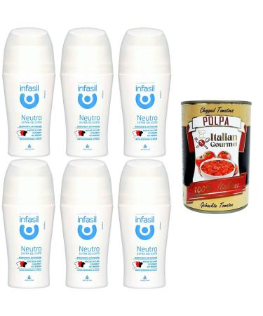 Italian Gourmet E.R. Italian Gourmet Neutro Extra Delicato Lot de 6 d odorants roll-on frais 50 ml + Italian Gourmet Pulpa 400 g