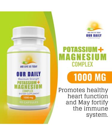 Potassium Magnesium Supplement 1000mg - 5 Forms of Magnesium for Muscle Recovery - 90 Caps - Gluten-Free & Non-GMO - Buy Online on GoSupps.com