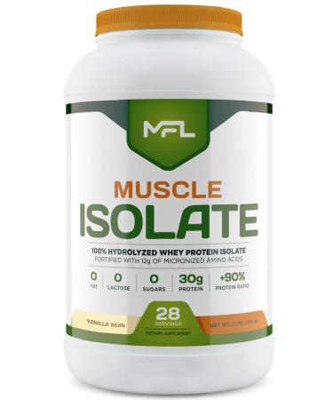 MFL 100% Isolate Protein l 30g of Protein l 12g Amino Acids l Keto Friendly l Low Carbs l 2 lbs. (Vanilla Bean)