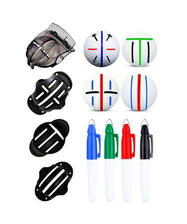 8 Pack Precision Golf Ball Marker, Upgrade Golf Accessories, 4 Golf Ball Marking Stencils and 4 Colors Golf Ball Markers, Golf Ball Line Marker Tool, Golf Ball Alignment and Identification Tool