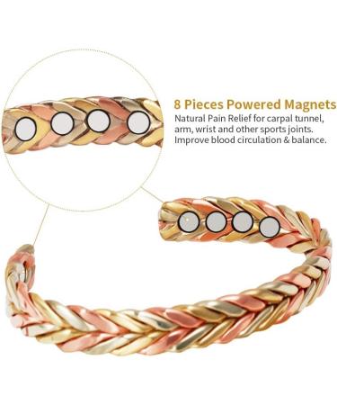 Shop Stylish Copper Bracelet for Women - Adjustable Three-Color Gold Braid Magnetic Jewelry - Buy Online on GoSupps.com