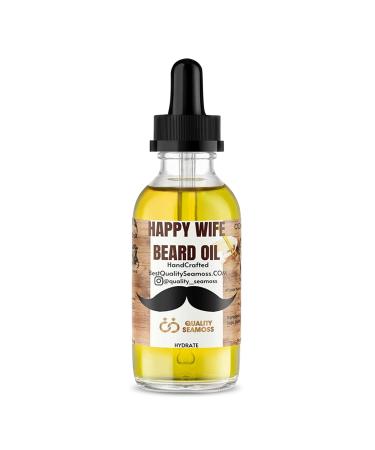 Happy Wife Beard Oil Minty Tingle Beard Oil for Men Beard Softener w/Sandalwood Argan Jojoba Mint Tea Tree Oil Cucumber & Claryl Sage Beard Care for Moisturized Skin 1 oz - Quality Seamoss