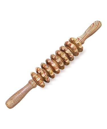 Deston Wooden Massager Handheld Roller Trigger Point Massager Stick for Fascia, Cellulite, Muscle & Abdomen , Body Therapy Massager, Muscle Belly Relief Tool Gear Type