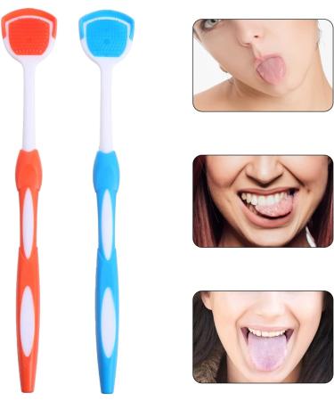 Milisten Plastic Tongue Scraper - Reusable Tongue Cleaner for Adults (Orange & Blue) - 2 Pack | International Shipping Available - Buy Online on GoSupps.com