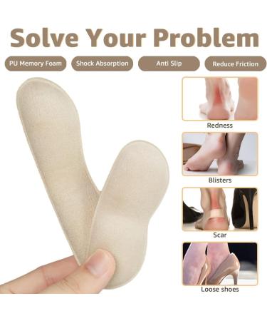 Xshum Heel Inserts 4-Pairs - Prevent Heel Slip and Blister, Shoe Inserts Liners for Loose Shoes, Heel Protectors Cushions - Women and Men (Apricot+Black) - Buy Online on GoSupps.com
