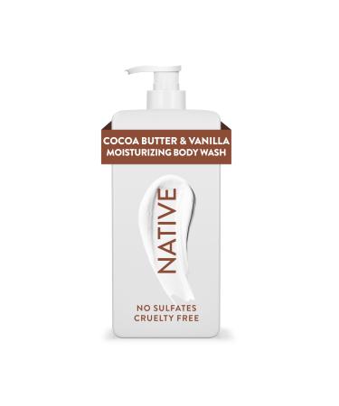 Native Moisturizing Body Wash Contains Naturally Derived Ingredients | for Women & Men Sulfate Paraben & Dye Free Leaving Skin Soft & Hydrated | Cocoa Butter & Vanilla 18 oz