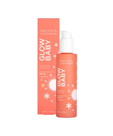 Pacifica Beauty Glow Baby Brightening Body Lotion Broad Spectrum SPF 30 Vitamin C Sun Protection UVA / UVB Lightweight Hydrating Moisturizing Chemical Sunscreen Vegan 4 fl oz (1 Count) Glow Baby Brightening Body Lotion 4 Fl Oz (Pack of 1)