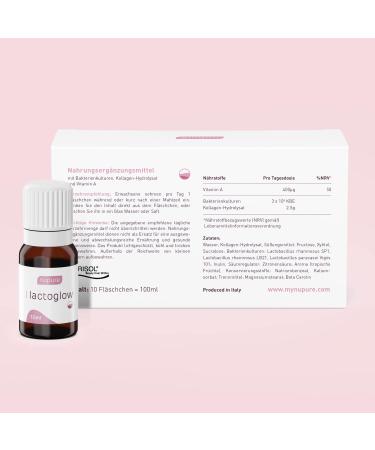NUPURE LACTOGLOW - Collagen Peptides Drink for Skin | Lactic Acid Bacteria Vitamin A & Inulin | 10 Ampoules (10ml) - Boost Your Beauty Journey! - Buy Online on GoSupps.com