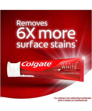 Colgate Optic White Stain Fighter Teeth Whitening Toothpaste Clean Mint Paste 90 mL Clean Mint Paste 90 ml (Pack of 1) - Buy Online on GoSupps.com
