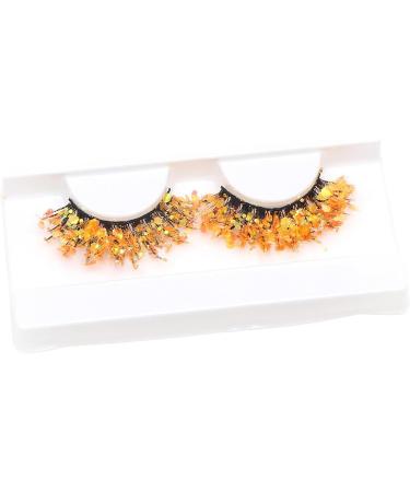 Glitter Lashes - Sparkly 3D Orange Lashes Shiny Dramatic Decorative Eye Strip Lashes | False Eyelashes flufy Wispy Curly Waterproof Sticker Eyelashes | Lashes for Holiday Eye Makeup Cosplay Q-05 - Buy Online on GoSupps.com
