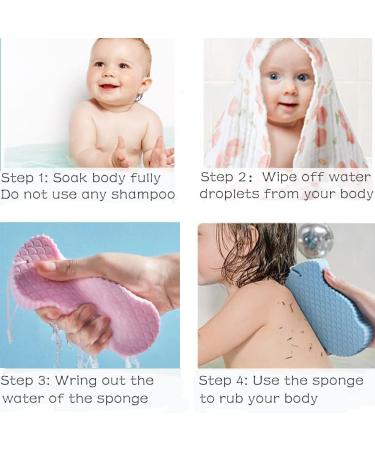 2PCS Exfoliating Bath Sponge Set - Dead Skin Remover - Shower Brush - Soft Sponge for Body - Adult Baby - Blue & Grey - Buy Online on GoSupps.com
