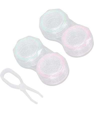 Verdant Touch Portable Contact Lens Box Set | Glittering 2-Pack Travel Storage with Tweezers | Multicolored Contact Lens Case | International Shipping Available - Buy Online on GoSupps.com