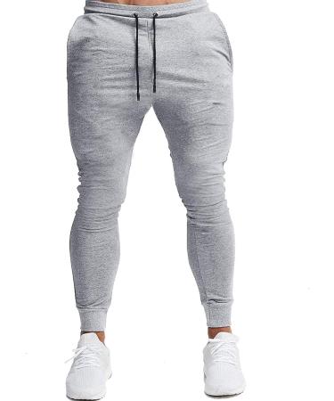 Waterwang Men's Slim Jogger Pants - Tapered Athletic Sweatpants | Light Gray - Size Small - Buy Online on GoSupps.com